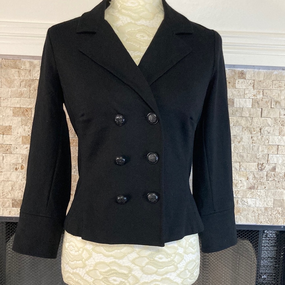 CAbi Small Colette Ponte Blazer Coat Black Double Breasted Jacket #215